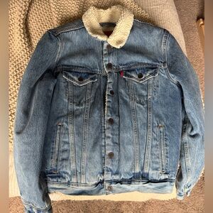 Levi's Blue Denim Jacket with Cream Sherpa Collar